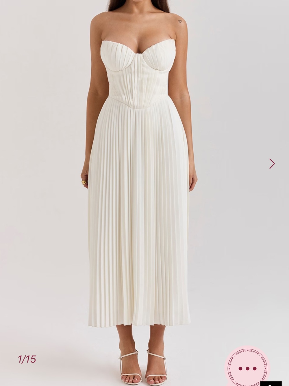 House of CB Ivory AMORATA Ivory Pleated Maxi Dress